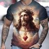 Summer Men's T-Shirt Jesus Prin 3d T-Shirts Short Sleeve Tee Fashion Street Casual Crew Neck Male Oversized Clothing Pullover