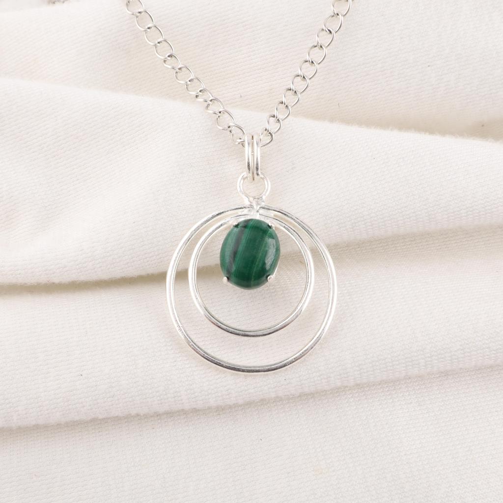 Malachite Pendant, 925 Sterling Silver Pendant Jewelry. Handmade Pendant Gemstone Jewelry Gift For Women