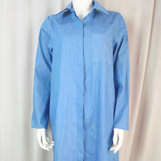 Denim Dress Single Breasted Pockets Summer Buttons Knee Length Dress Streetwear