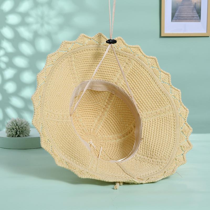 WTEMPO Women Summer Fall Cheap Beach Cool Sun Hats Simple Solid Color Foldable Bow Rhinestone Travel Sunscreen Hats