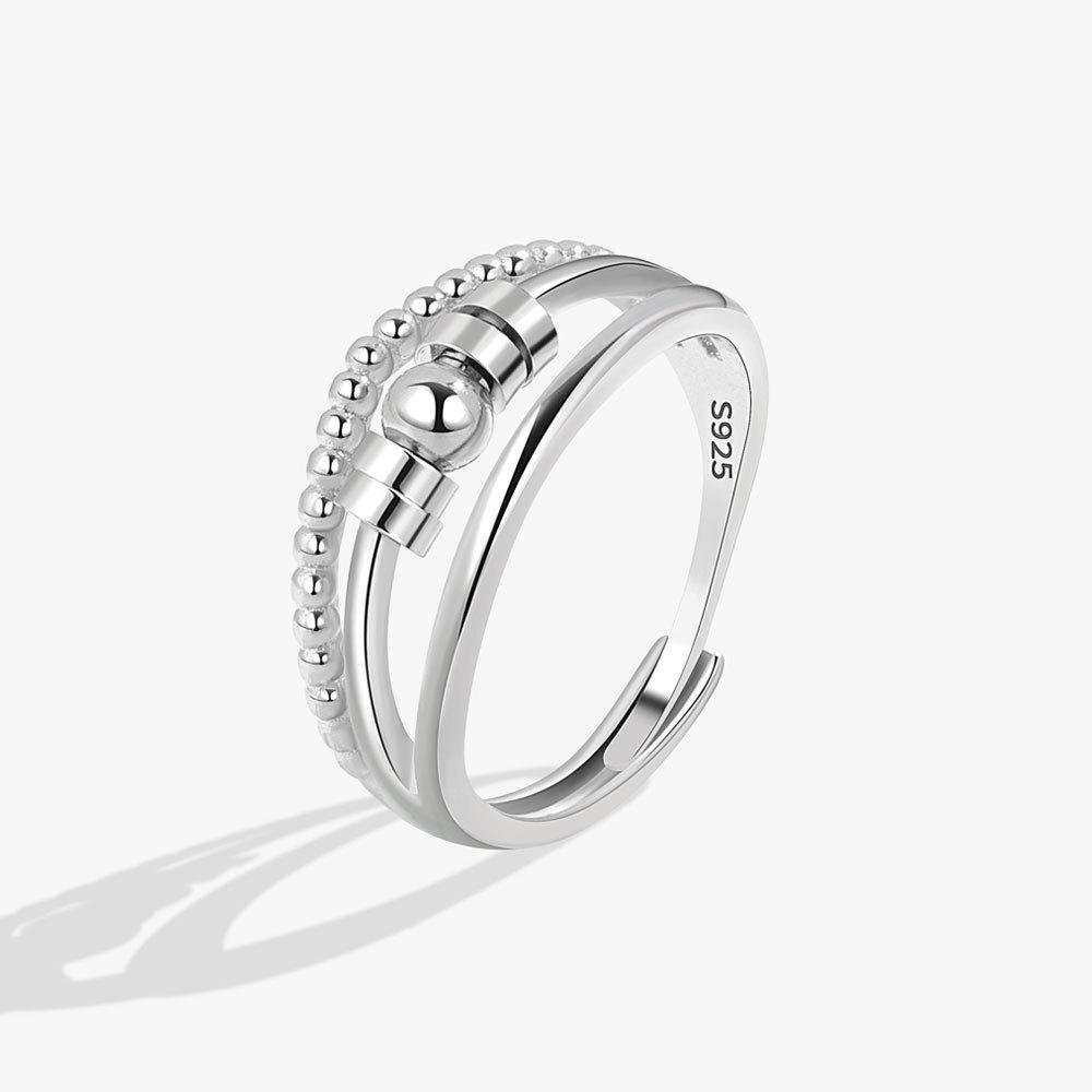 Anti Stress Anxiety Silver Ball Rings 925 Women Men Spinner Fidget Rings Vintage Gold Couple Anillos Jewelry Gift