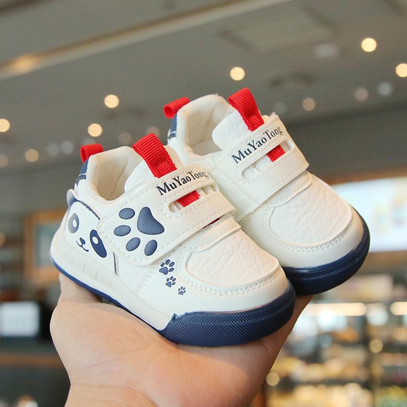 Babylaufschuhe mit weicher Sohle und Klettverschluss - Cartoon-Stil für Jungen und Mädchen, Frühling/Herbst