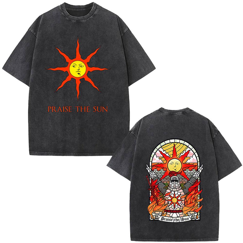 

Washed Vintage Game Dark Souls Graphic T Shirts Men Women s Retro Gothic Rock Oversized Tshirt Male Punk Harajuku Tshirts S