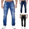 Jeans da uomo, tasche solide, pantaloni in denim elasticizzato, pantaloni dritti, primavera estate, casual da lavoro, larghi, pantaloni da strada quotidiani