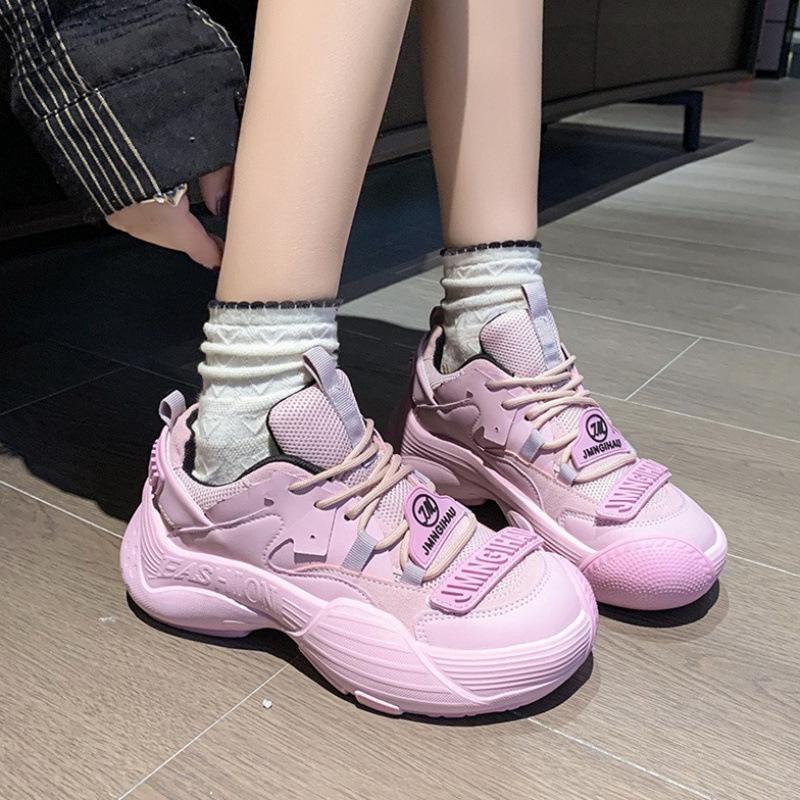 

Sweet and cool big head dad shoes women s 2025 summer casual sports shoes versatile retro running shoes platform women s shoes 35 розовый