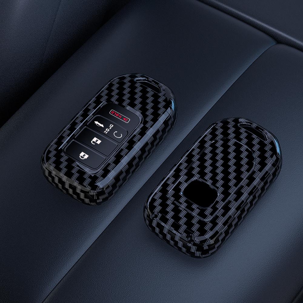 Carbon Fiber Car Key Fob Cover For Honda Accord Civic Crv Pilot Ridgeline Odyssey Passport Smart Remote Key Protector Accessorie