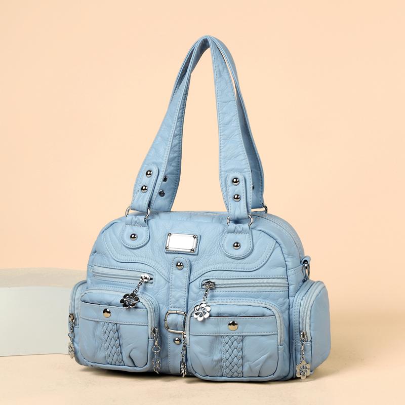 Damehåndveske med stor kapasitet pendler skulderveske mykt skinn crossbody-veske