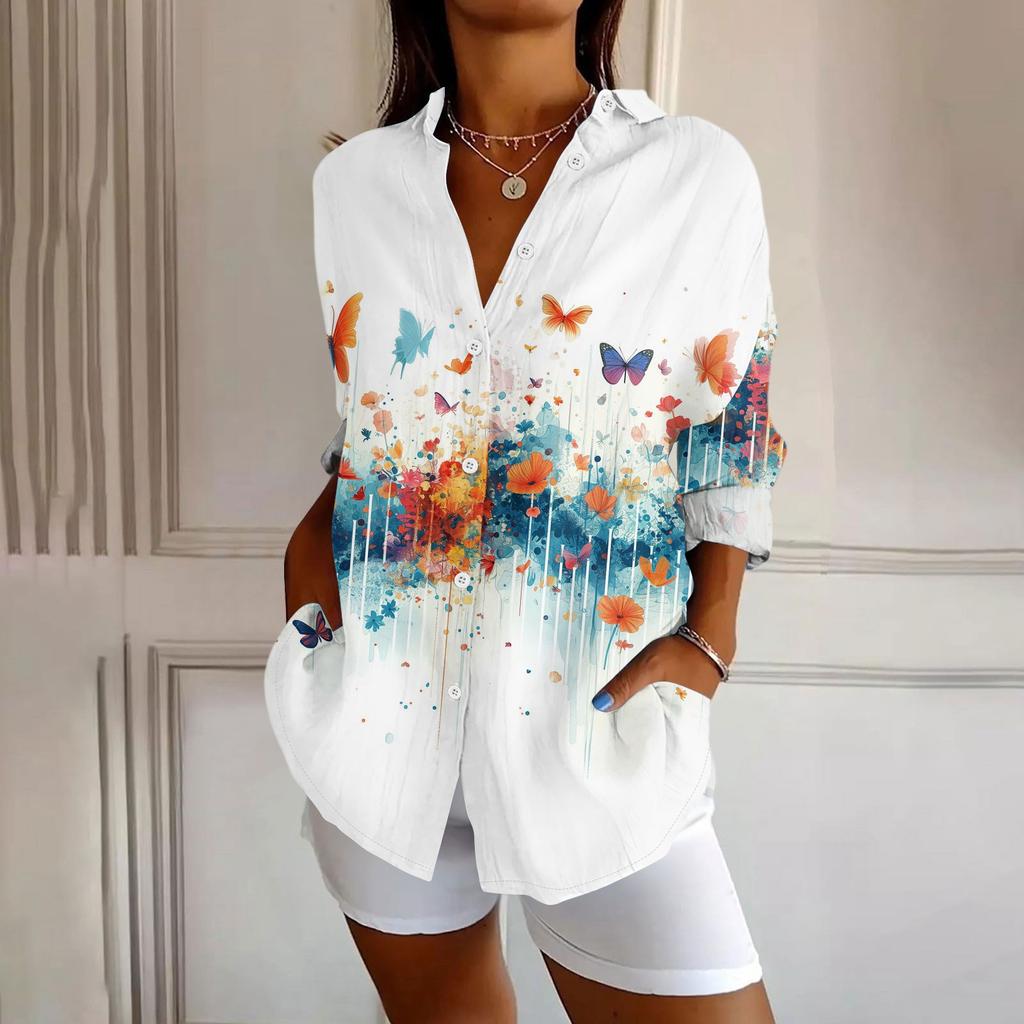 Womens Button Down Shirt  Long Sleeve Shirts For Women Print Graphic  Blouse Top