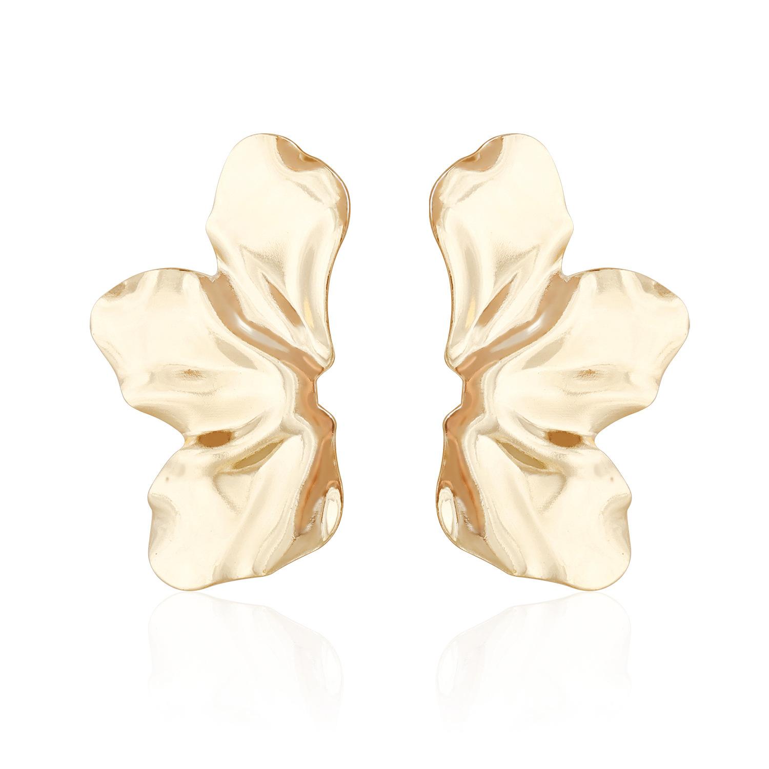 

Classic leaf earrings symmetrical earrings exaggerated glossy leaf ins sexy earrings золотой