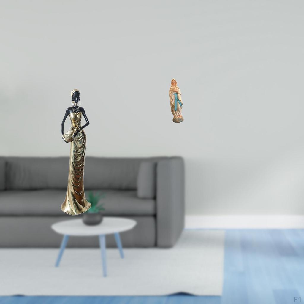African Tribal Lady Figurine Vintage Art Sculpture Decorative Ornament for Home Decor And Resin