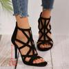 Fashion Sexy Pointed Toe Suede Cross Strap Sandals Women 2025 Summer Cover Heel Super High Heels Sandals Fashion Party Dress Jazz Shoes