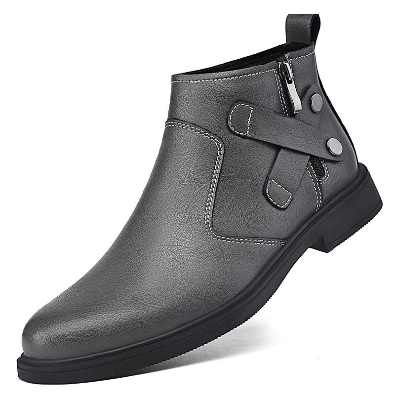 

Осень-зима высококачественные мужские ботинки челси, роскошные брендовые белые джинсовые ботинки с боковой молнией, деловые формальные кожаные ботинки 48 серый