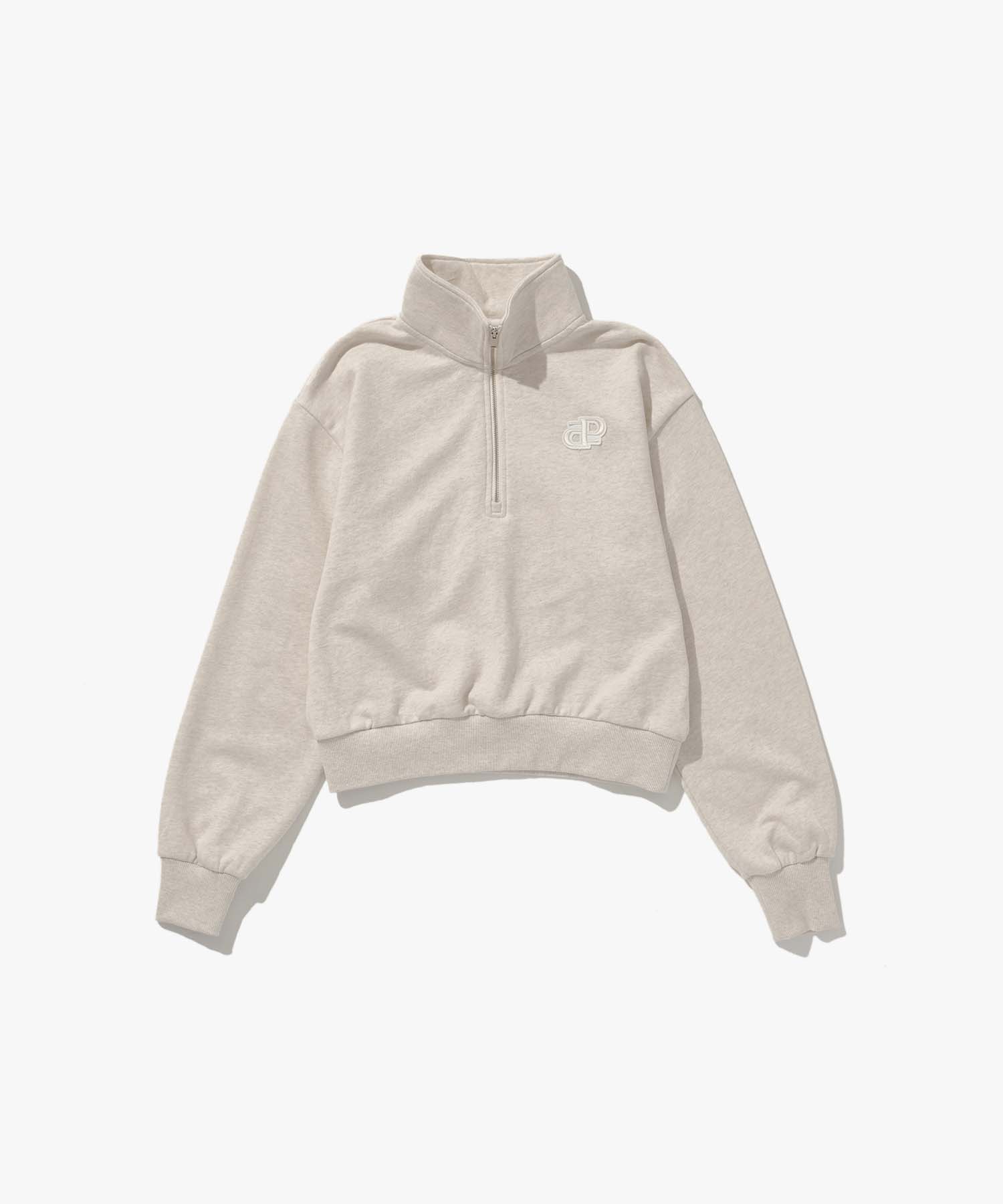 Plack Woman Half Zip Sweatshirt Oatmeal O/S/Free