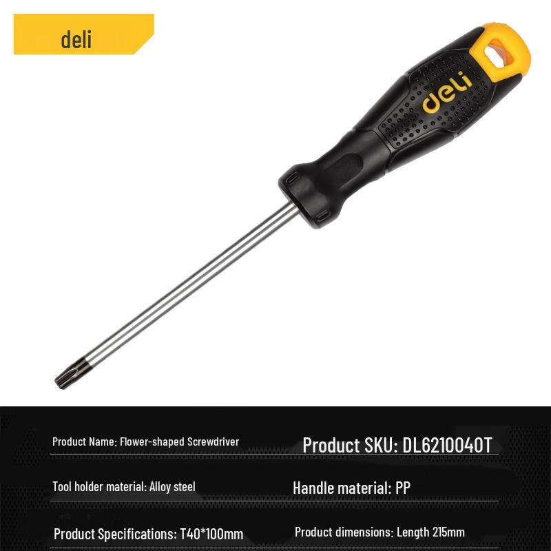 Star-Shaped Magnetic Tip Screwdriver with Flower Hole by Deli Tools