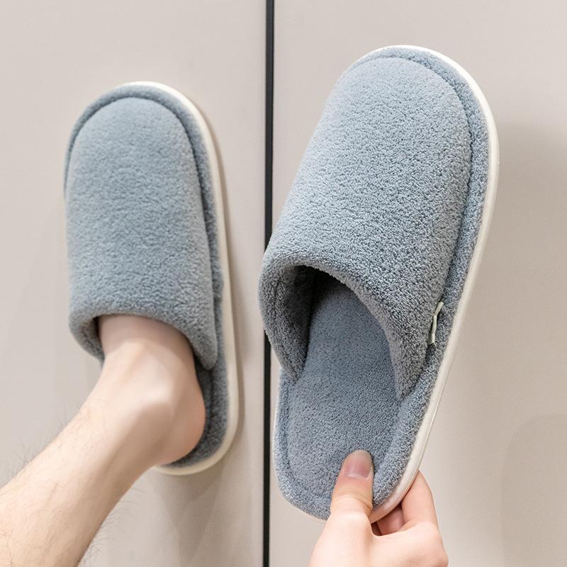 Cotton slippers women winter spring and autumn home use indoor warm non-slip home winter couple plush men