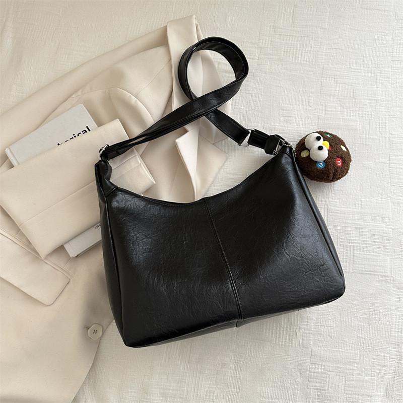 Stylish Large Capacity Tote Bag For Women Elegant Shoulder Sling Purse In Black White Brown