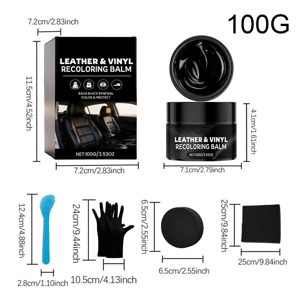 Leather Scratch Repair Balm 100g Filling & Conditioning Cream With Sponge Leather Care For Furniture Car Seats Couch Bags Jacket чёрный
