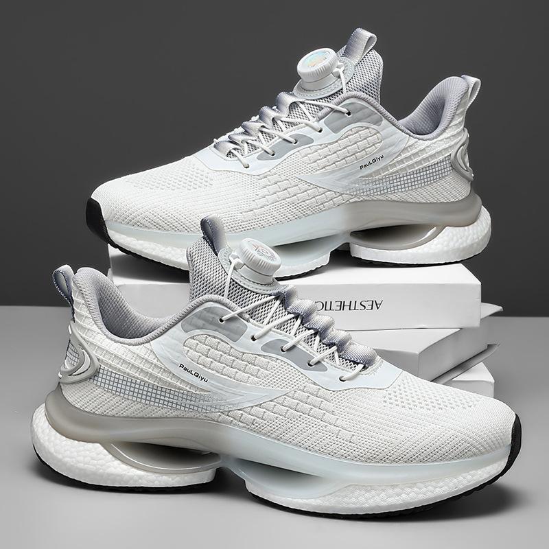New men's shoes rotating button running shoes popcorn shock absorbing sports shoes breathable casual sports trendy shoes men