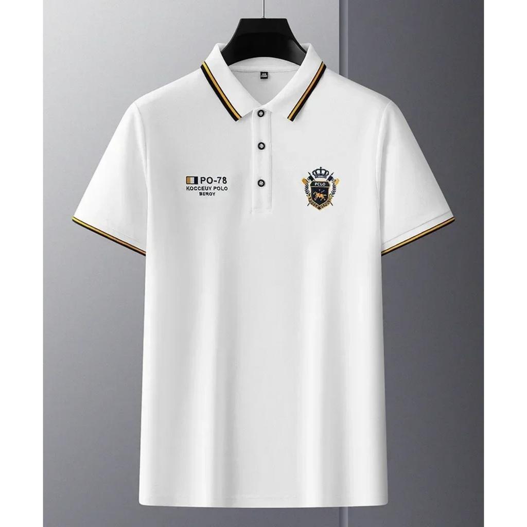 RogueWave New Mens Embroidered Polo Shirts Short Sleeve Shirt Luxury Top Lapel Streetwear Men Breathable Lightweight T Shirt Homme