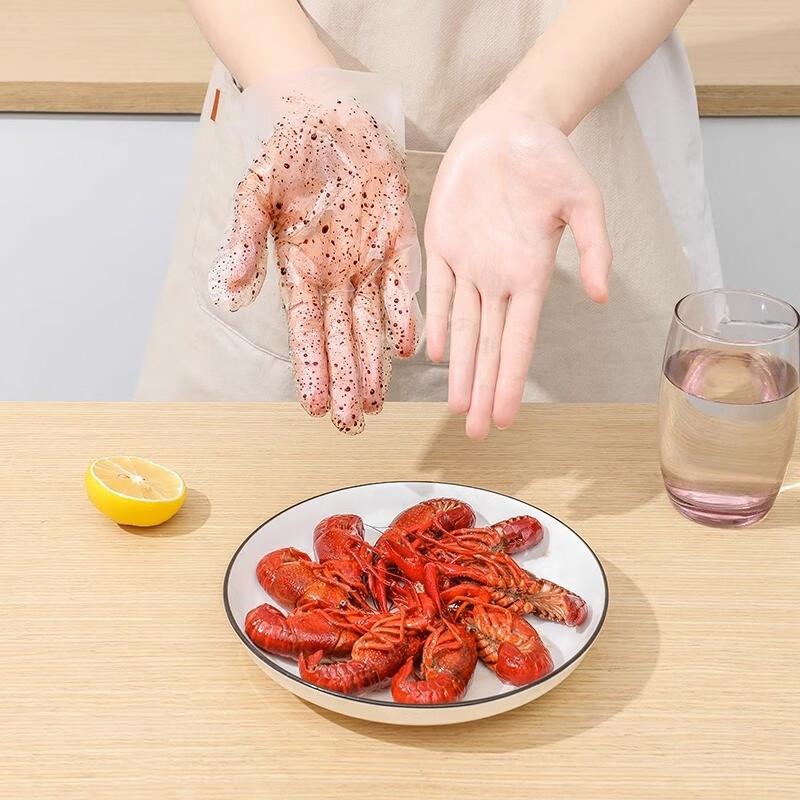 Household Transparent Thickened Film Gloves Disposable TPE Food-grade Gloves Kitchen Protective Waterproof Gloves