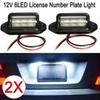 2Pcs Car 6 LED License Number Plate Lights Waterproof 12-24V Universal Truck RV Trailer Tail License Plate White Side Lamp Bulbs