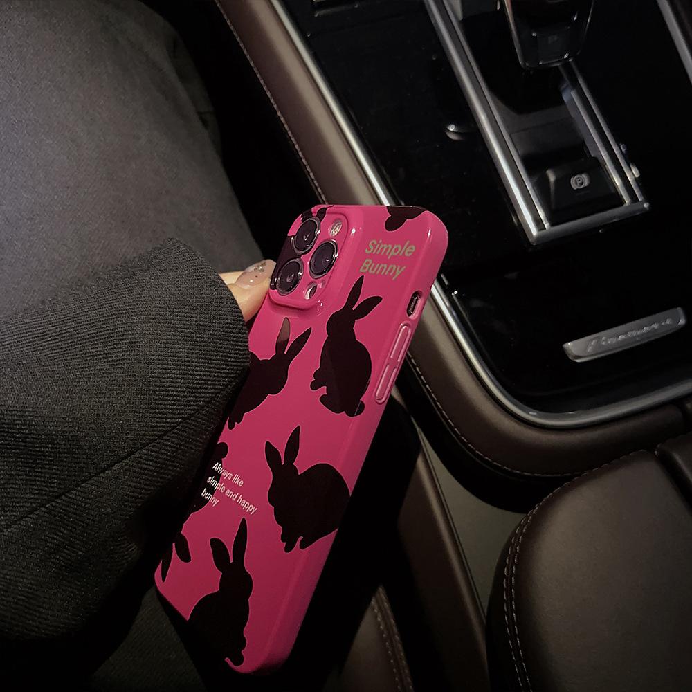 Happy Bunny Retro Rabbit Schwarz Ins Jane stoßfeste PC-Harttelefonhülle für iPhone 13 12 Promax 14 11 Pro Max 7 8 Plus Xsmax Xr X