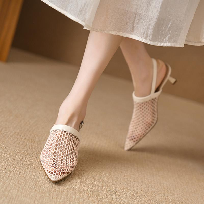Fashion 2024 New Summer Sandals Pointed Toe Fashion Hollow Out Sandals Shoes for Women Zapatos De Mujer Ladies Shoes Mesh Sandals