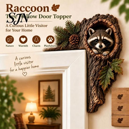 Chipmunk Shelf Sitter 2Pcs Tree Hollow and Animal Wooden Door Topper, Rustic Forest Style Decorative Country Decor for Windowsills Corner Decor,