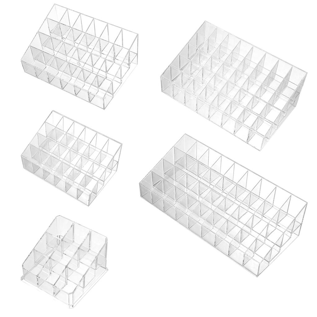 Clear 9/24/36/40 Grids Acrylic Makeup Organizer Lipstick Holder Display Rack Case Cosmetic Nail Polish Make Up Organiser Tool