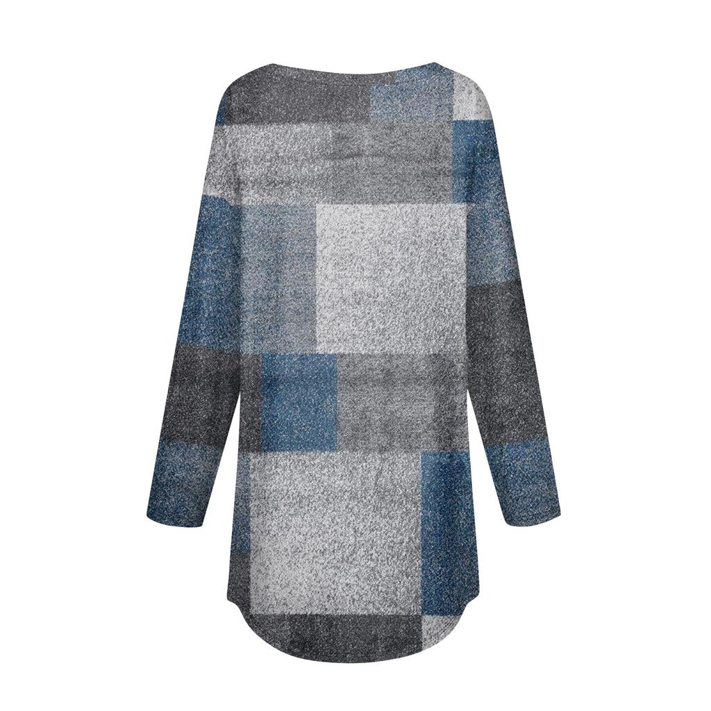 Fashion Women's Casual Long Sleeved Round Neck Printed Tops