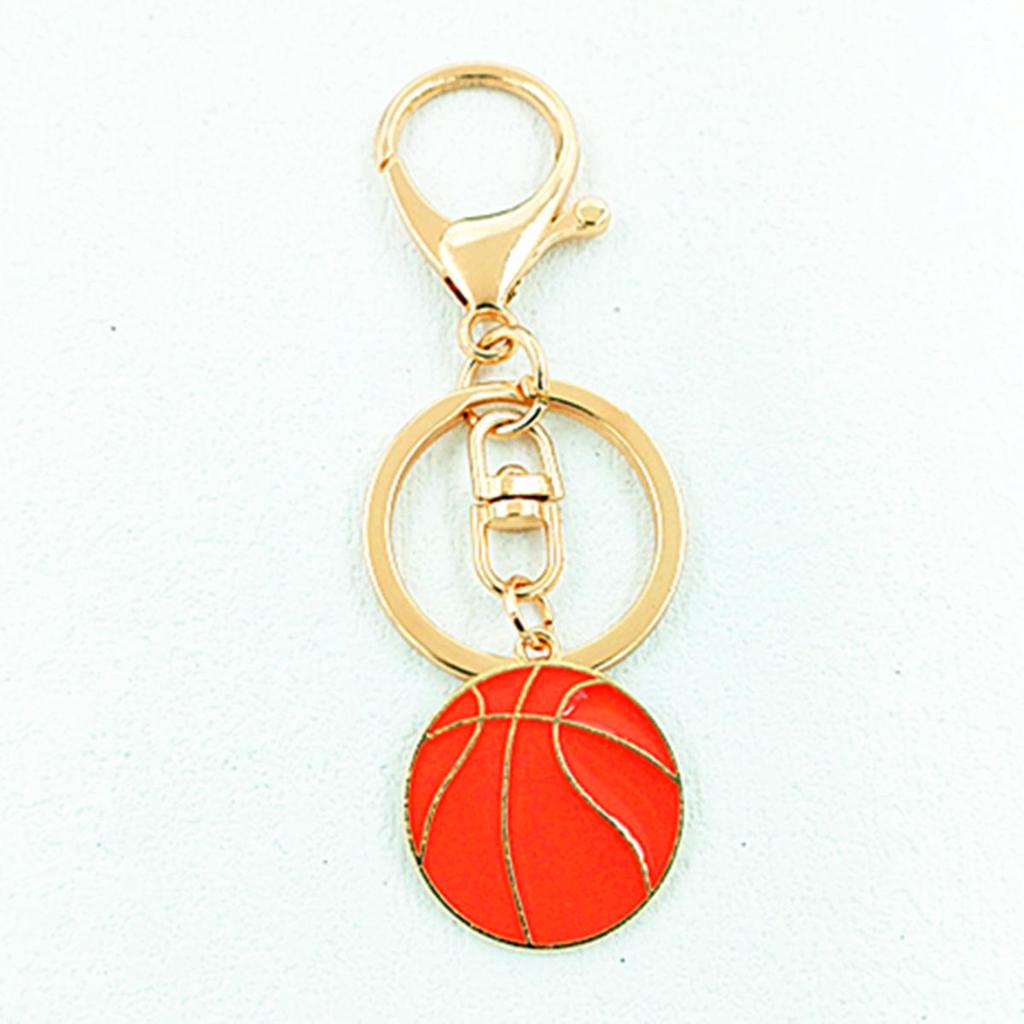 Korean Alloy Basketball Pendant Keychain with Lobster Clasp - Gold Sports Gift for Dad