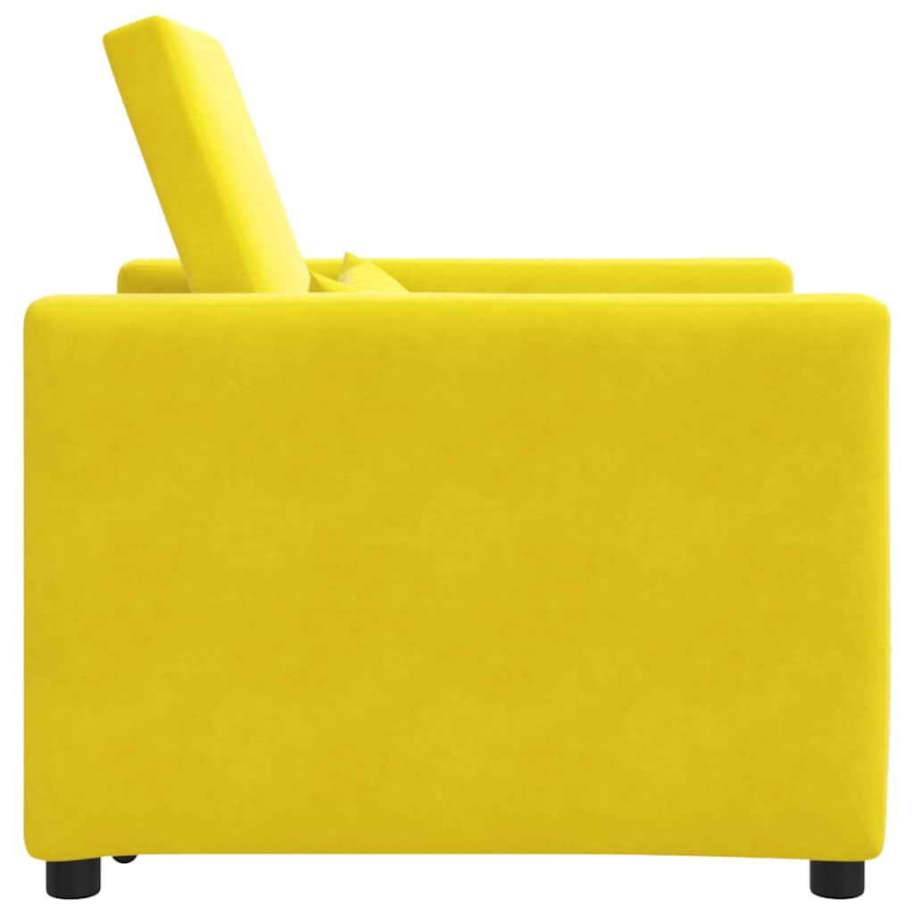 Extendable Single Sleeper Sofa with Wheels Yellow Velvet