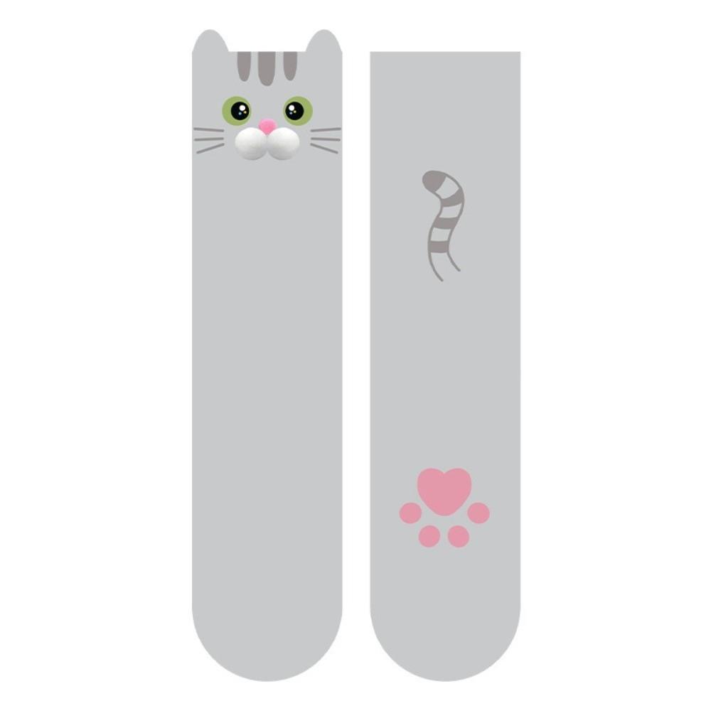 Breathable Pouty Kitty Socks Soft Tuxedo Cat Socks Funny Calico Cat Socks  All Seasons Grey Cat