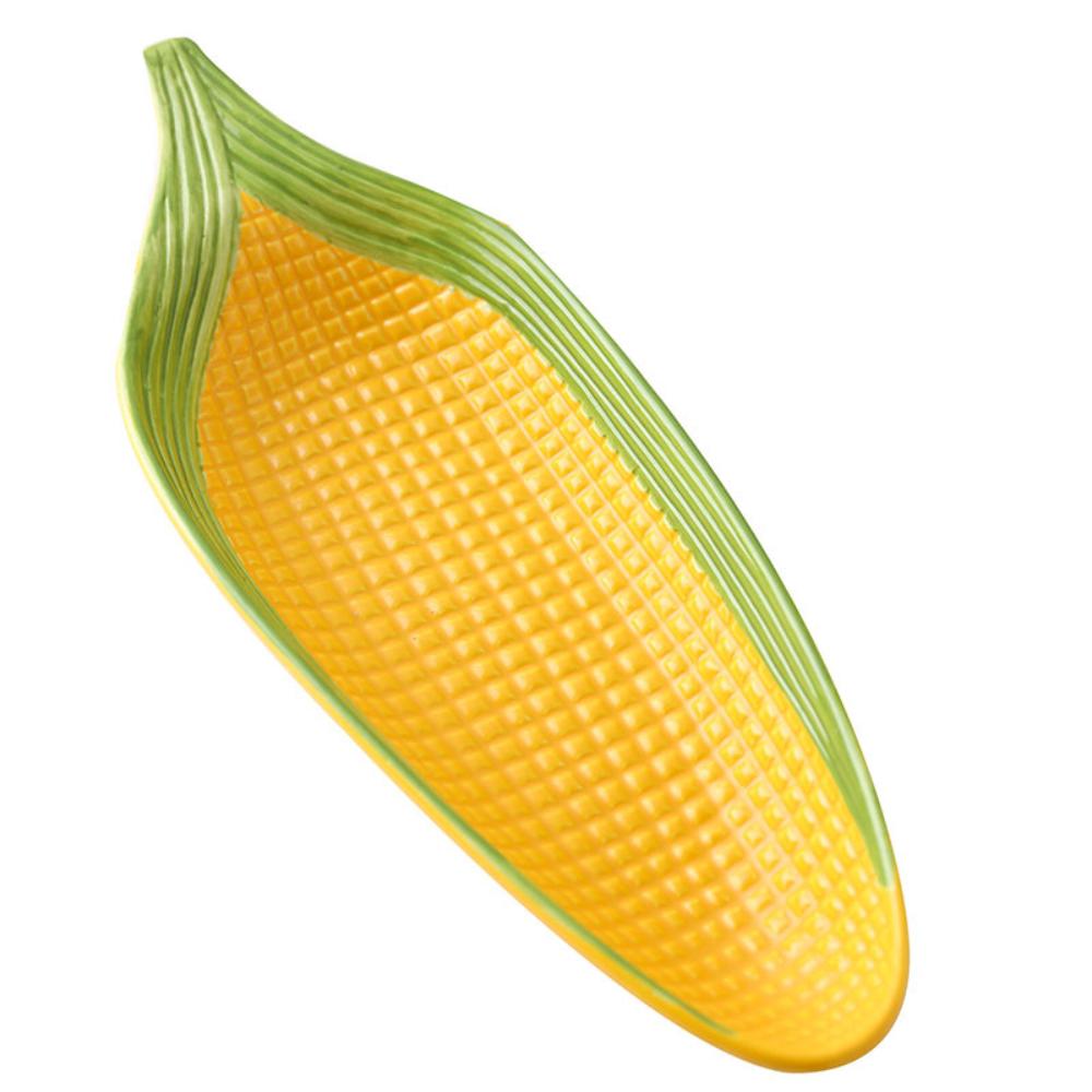Creative Ceramic Plate Cute Corn Shape Hand-Painted Relief Living Room Restaurant Homehold Dinnerware Fruit Snacks Nuts Plates