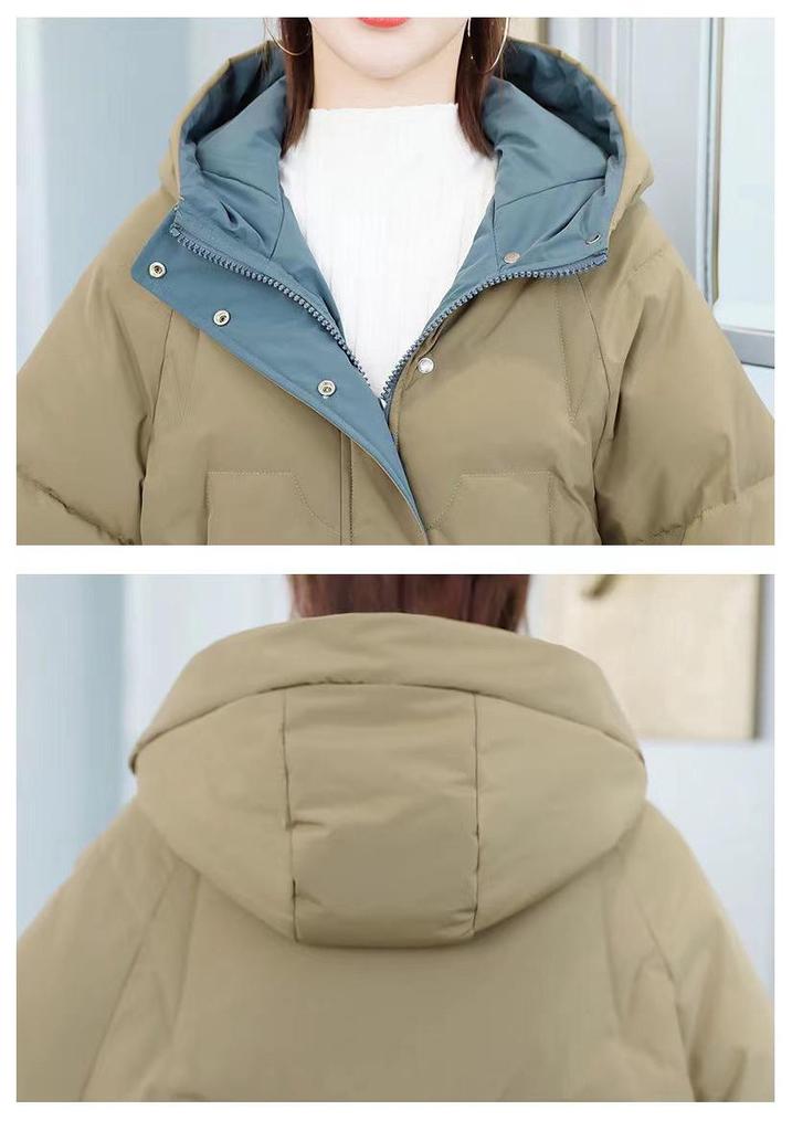 2024 Women's Mid-Length Down Cotton Jacket: Korean Style, Loose, Thick, Casual Winter Coat