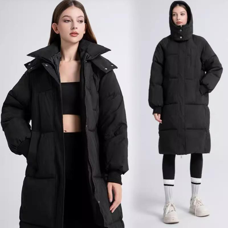 Women's Long Winter Down-Cotton Padded Jacket – Over-the-Knee Padded Coat, Thickened Mid-Length Jacket  Loose Bread-Style Quilted Jacket