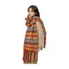 Winter Scarf Cashmere Feel Plush Scarf with Tassel Decoration Thickened Warm Plaid Pattern Winter Long Scarf