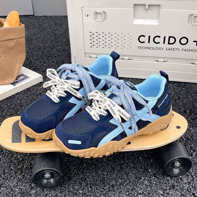 Retro color matching platform ballet training shoes for women's 2025 new mesh breathable and versatile sports and leisure Forrest Gump shoes