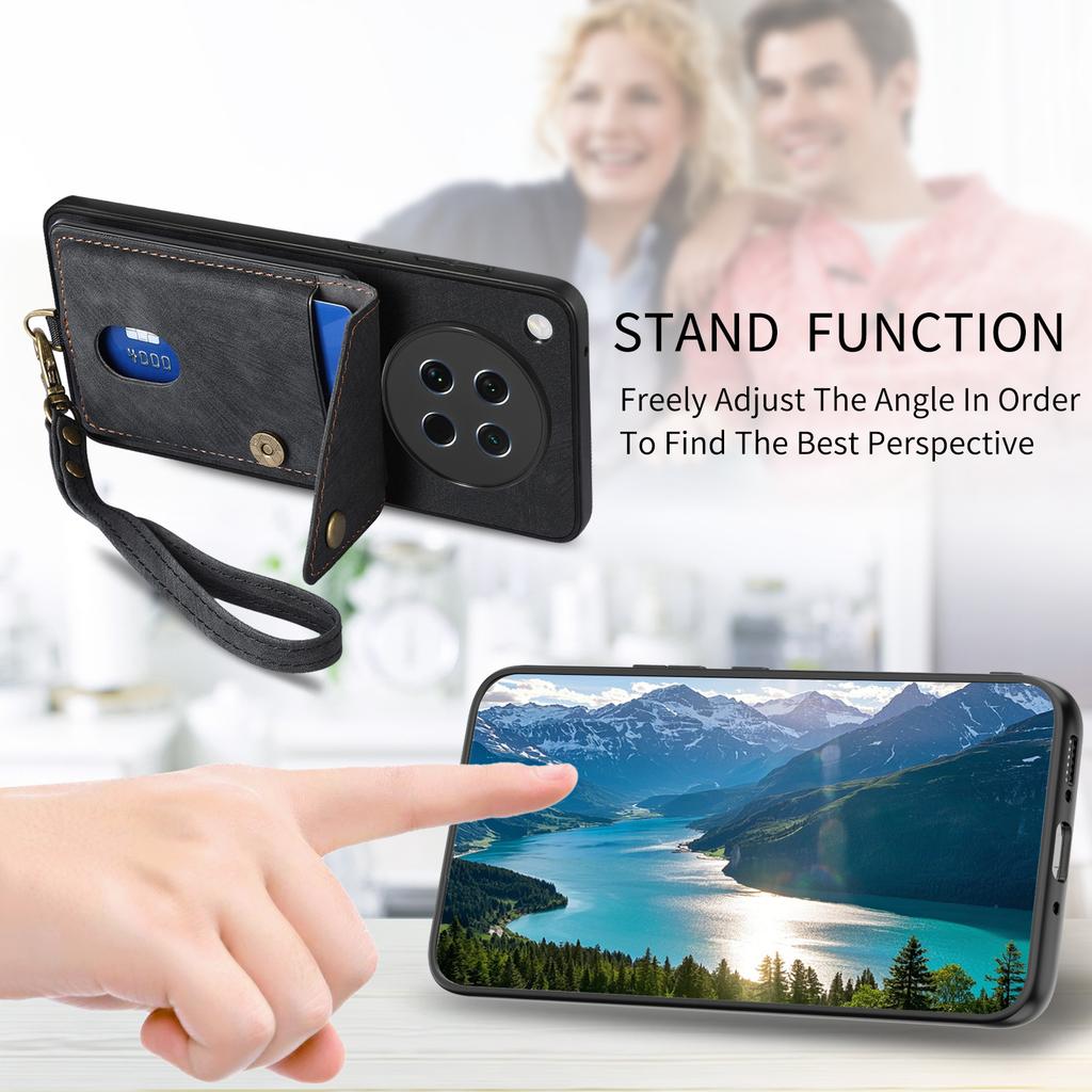 For Oppo Find X8s 5G Case with Card Holder Kickstand Leather Phone Back Cover