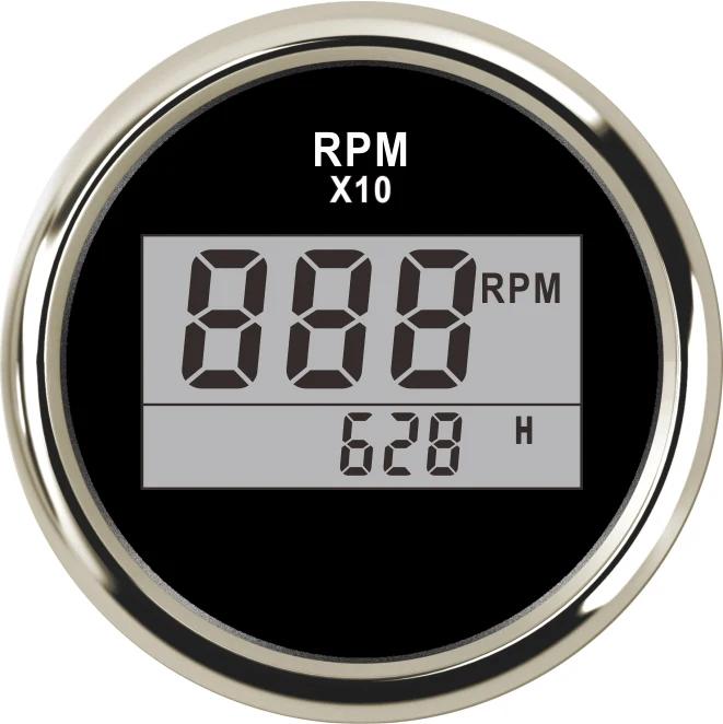 0-9990 RPM 52mm Car Digital Tachometer with Hour Meter Tacho Gauge Rpm Meter Speed for Auto Truck Boat Truck Marine Motorcycle