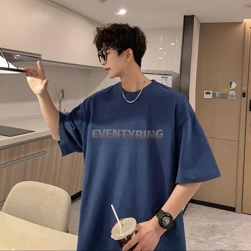 

Простая футболка Мужская с принтом Летняя Модная Хлопковая с коротким рукавом Свободная Модная Дышащая футболка 3XL