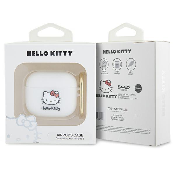 Pouzdro pro AirPods 3 Hello Kitty 3D Bílé Silikonové