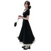 [Zipper + Lining] Matsumoto Shuangsang summer design slimming dress for women, elegant vintage little black skirt short