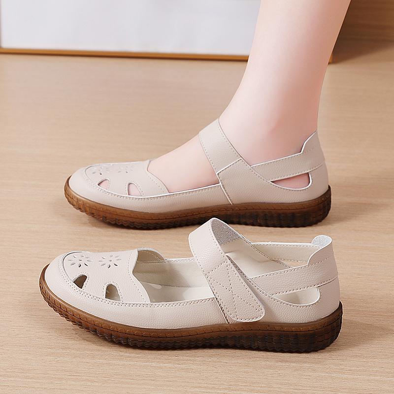 Women's Sandals Summer Mary Jane Beach Shoes White Flat Shoes Casual Soft Walking Sandals for Girl Plus Size