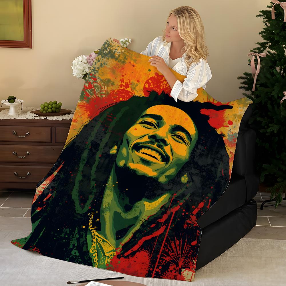 Musik B-Bob M-Marley Überwurf Flanelldecke, Weich Warm, Langlebig & Waschbar niedlich Cool