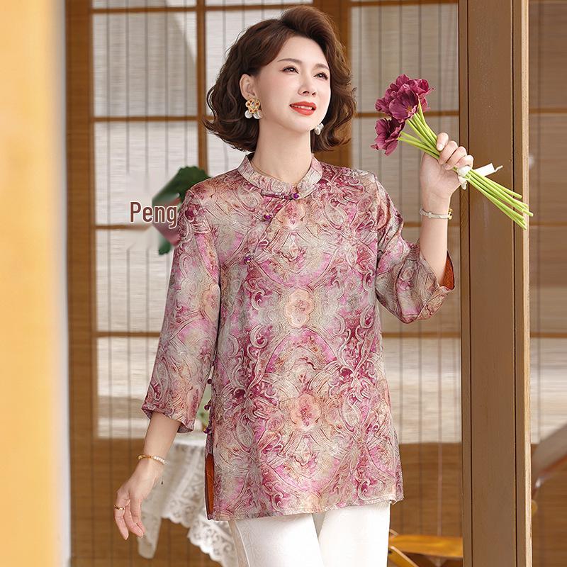 

2026 Summer Lightweight Fashionable Printed Clothing for Middle-Aged and Elderly Women, Ages 40-60. 3XL (suggested 125-140 jin)