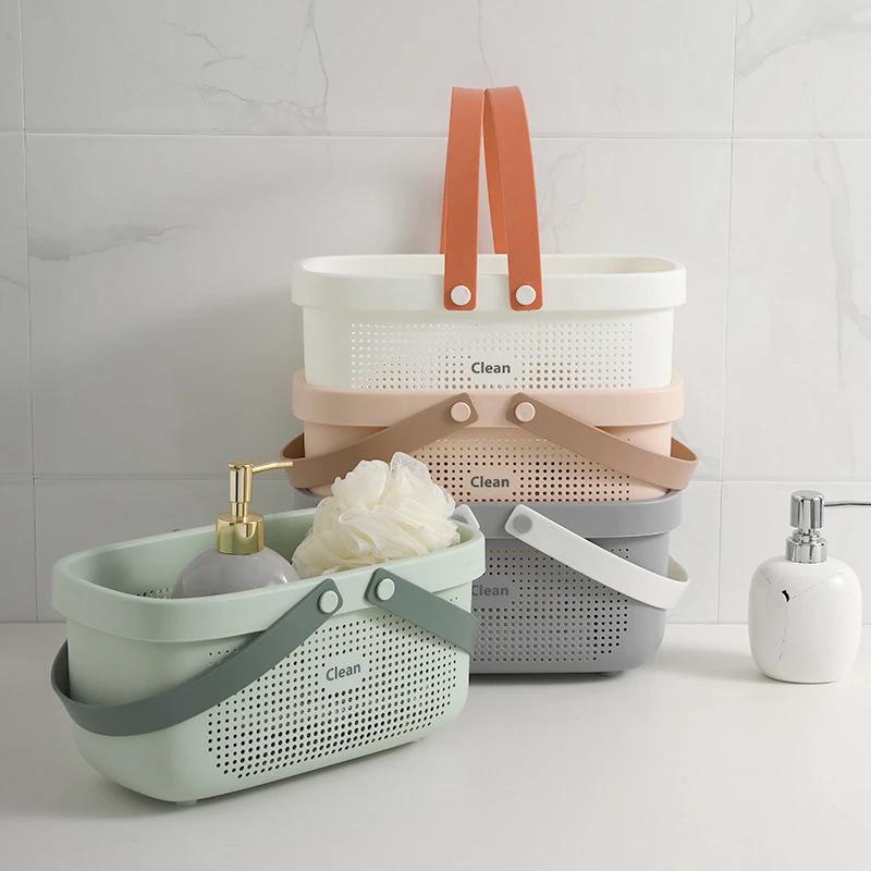 Nordic Storage Basket With Handle Cosmetic Storage Box Bathroom Bathing Basket Household Makeup Kitchen Large Storage Container