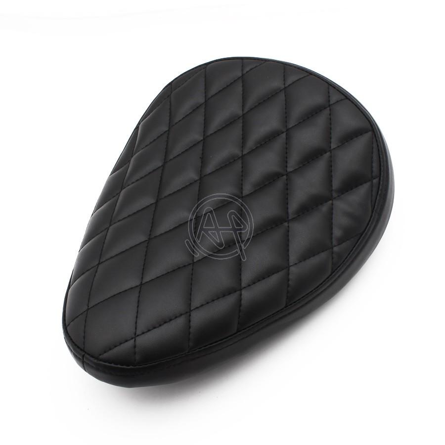 Motorcycle Retro Black Leather Solo Seat for Harley Custom Chopper Bobber Leather Saddle Seat
