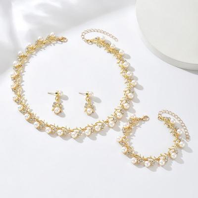 Retro Perlenhalsketten-Set für Damen - Elegante Braut-, Hochzeits-, Bankett- und Party-Schmuckaccessoires