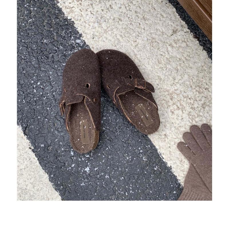 Baotou Half Slippers Woolen Slippers Women's Winter Wear New Thick-bottomed Velvet Woolen Cotton Mop
